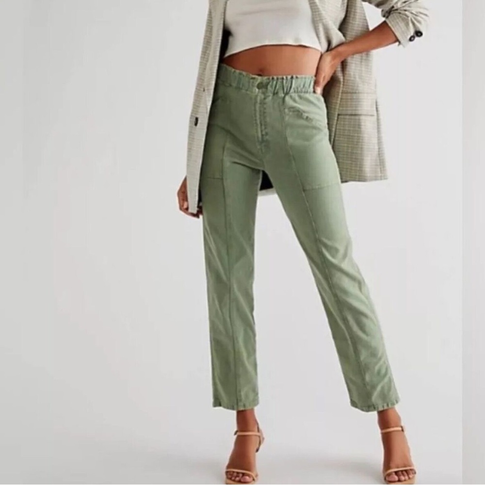 MOTHER Olive Green Ankle Cropped Utility Jeans